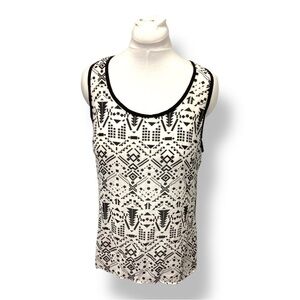 Full Tilt Women's Geometric Ethnic Print Sheer High-Low Scoop Neck Tank Top XL